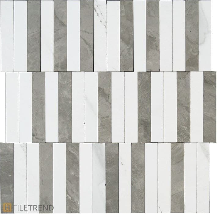 Керамогранитная мозаика Italgraniti Marble Experience Mosaico Stripe Statuario Lux 27,2x29 cm.