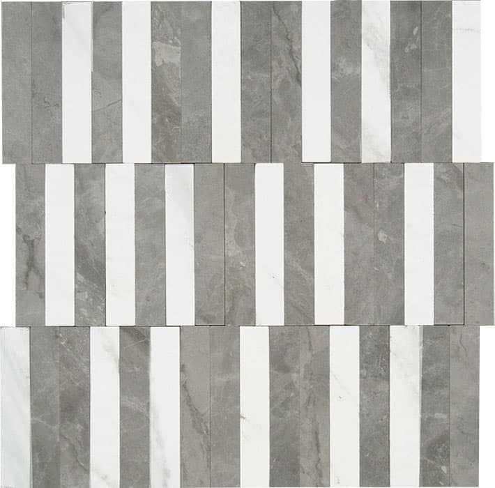 Керамогранитная мозаика Italgraniti Marble Experience Mosaico Stripe Orobico Grey 27,2x29 cm.