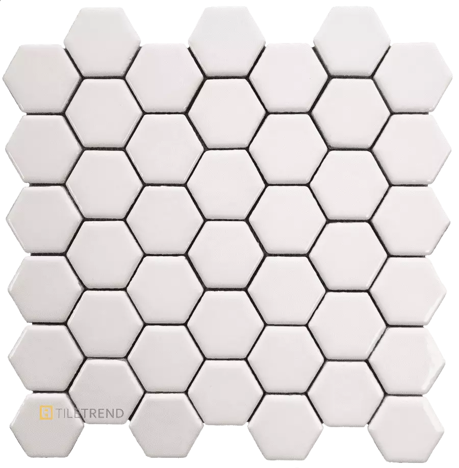 Мозаика керамическая Bars Crystal Hexagon White 47x54 mm.