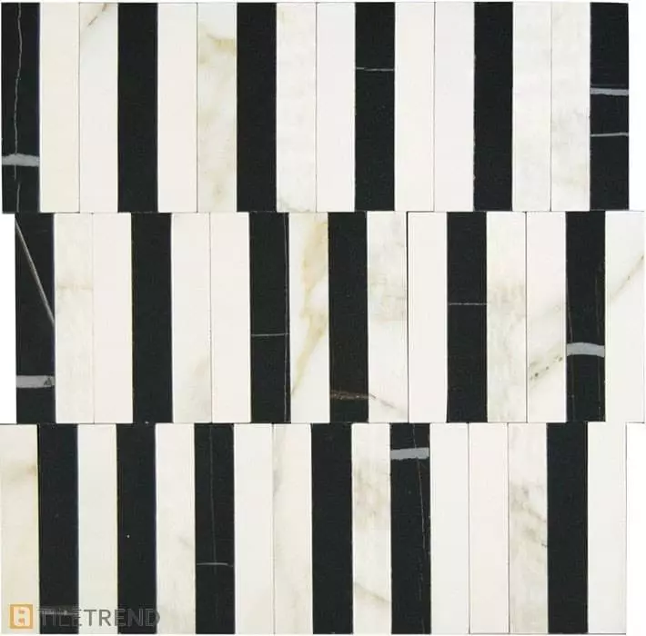 Керамогранитная мозаика Italgraniti Marble Experience Mosaico Stripe Calacatta Gold 27,2x29 cm.